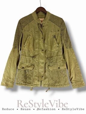 HEI HEI ANTHROPOLOGIE Women’s Size M Jacket Coat Utility Style Drawstring Waist